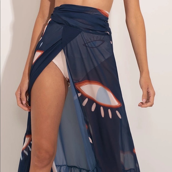 Azul Eye Catcher Faux Wrap Summer Skirt Coverup - Picture 3 of 6